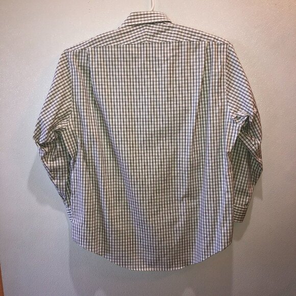 Lands End Mens Size 17.5 34 Non Iron Pinpoint Oxford Long Sleeve Button Up Shirt - Picture 8 of 11